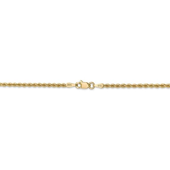 2.25mm, 14k Yellow Gold, Handmade Solid Rope Chain Necklace, 30 Inch - Picture 4 of 8